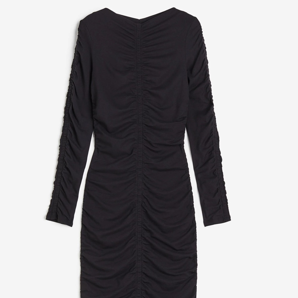 H&M Black Draped Bodycon Dress